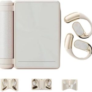 Générique Ear Buds - Headphones Bluetooth with Dual-Fold Design, Noise Isolation, Open Ear Wireless Bluetooth 6.0, IPX5 Waterproof & Sweatproof Wireless Headphones, for Gym/Running/Workout (White)